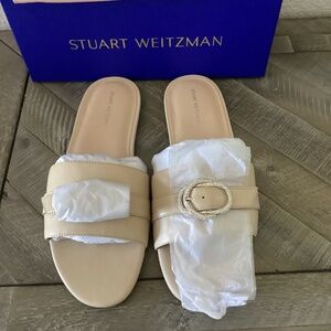Stuart Weitzman Crystal Buckle Slide Sandal (Women), size 9.5
